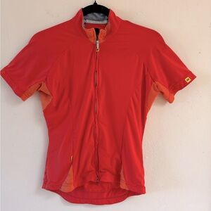 M unisex medium bicycle jersey short sleeve orange with full zipper